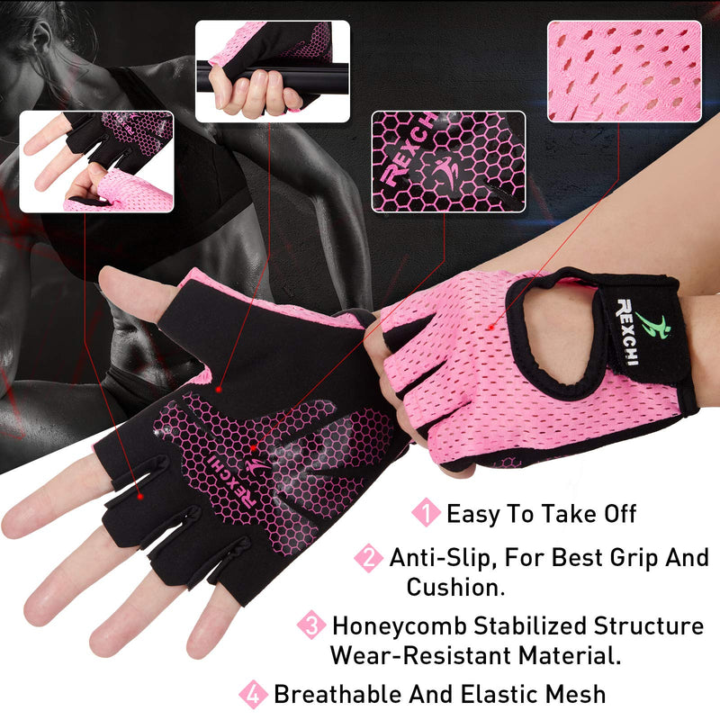 2 Pairs Workout Gloves Women Adjustable Weight Lifting Gloves Gym Exercise Workout Gloves Breathable Training Gloves for Men and Women Fitness, Biking, Pull up, Cycling Black, Pink Medium - BeesActive Australia