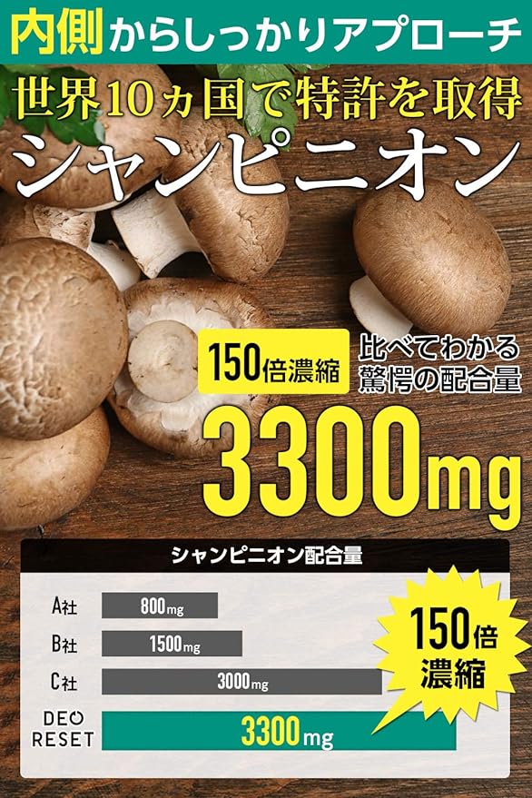 Deoreset 150x Concentrated Champignon 3300mg Dentablock Lactic Acid Bacteria KT-11 360 billion units Deo Attack Etiquette Supplement Tablet 90 tablets 30 days supply - BeesActive Australia