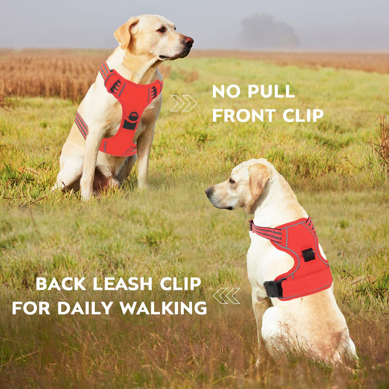 No Pull Dog Harness for Small Medium Large Dogs Adjustable Reflective Pet Vest with Front Clip Padded Harness for Dogs Easy Control Handle Best for Outdoor Training and Walking S Red - BeesActive Australia