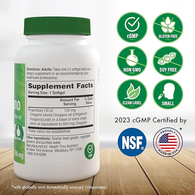 Health Thru Nutrition Oregano Oil No GMO Mini Soft Gel 120 Count - BeesActive Australia