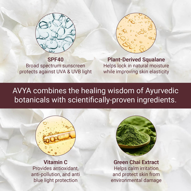 AVYA SPF 40 Sheer Tinted Moisturizer with Hyaluronic Acid & Green Chai – Advanced Ayurvedic Skincare Treatment for Balanced and Brighter Skin/Medium Skintones Shade #2 (1.7oz/50ml) Shade #2 - Medium - BeesActive Australia