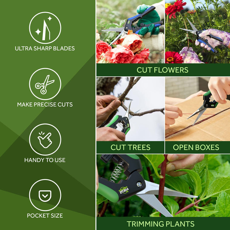 Hydroponic 2Pack Microtip Straight blade/Curved Blade Flower Leaf Trimmer Pruning Shears by Yieldcropper - BeesActive Australia