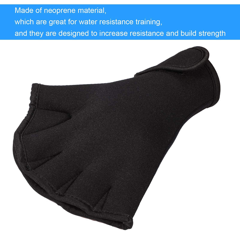 2 Pairs Swimming Gloves Aqua Fit Swim Training Gloves Neoprene Gloves Webbed Fitness Water Resistance Training Gloves for Swimming Diving with Wrist Strap (Black, Large) - BeesActive Australia