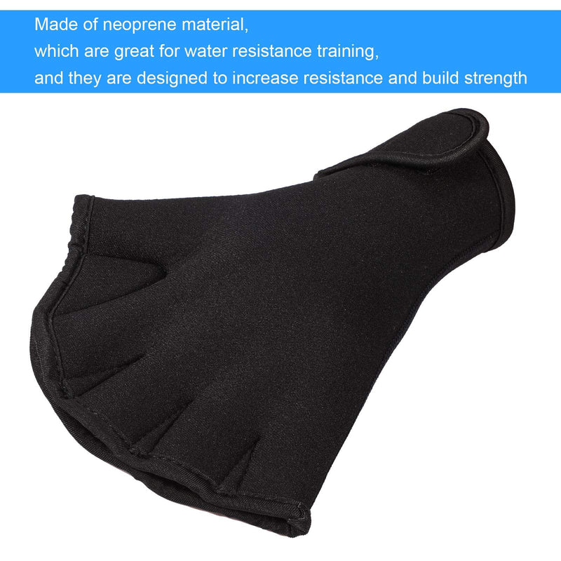 2 Pairs Swimming Gloves Aqua Fit Swim Training Gloves Neoprene Gloves Webbed Fitness Water Resistance Training Gloves for Swimming Diving with Wrist Strap Black, Blue Large - BeesActive Australia