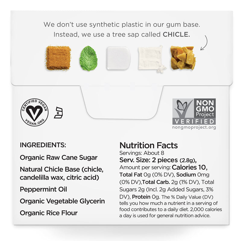 Simply Gum | Peppermint | Pack of Six (90 Pieces Total) | Synthetic Free + Aspartame Free + non GMO - BeesActive Australia