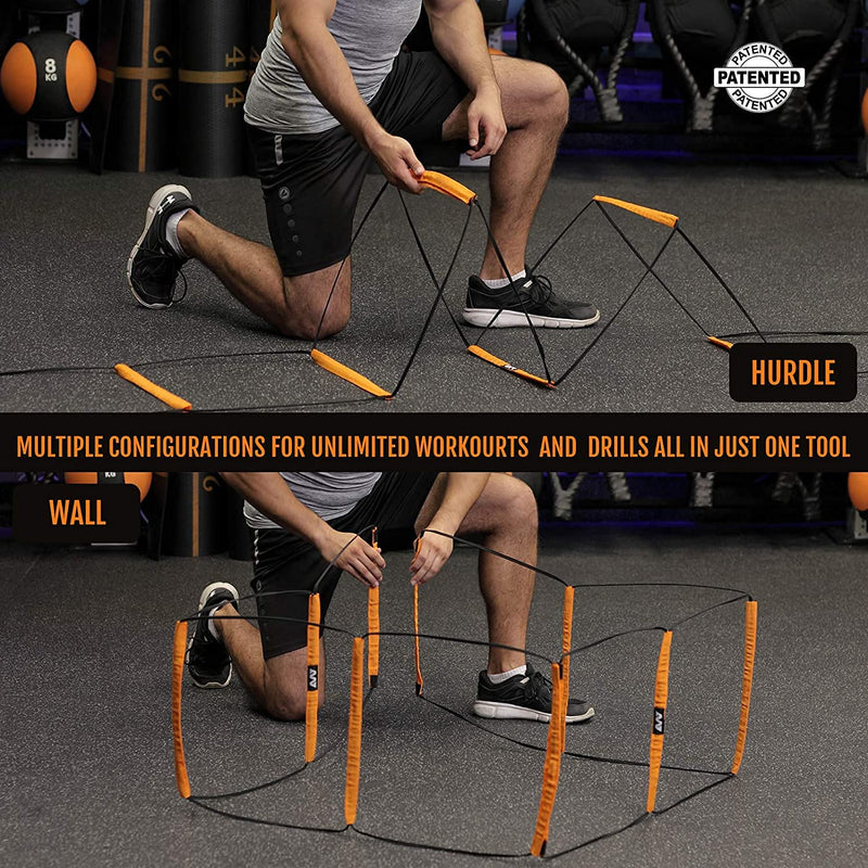 ALPHAWORX Agility Ladder, Agility Training Equipment, Soccer Speed Ladder, Football Footwork Ladder, Workout Ladder for Kid Adult, Foldable Instant Set-up & Tangle-Free & Carry Bag (4/8/8+4/12 Rung) 12 rung - BeesActive Australia