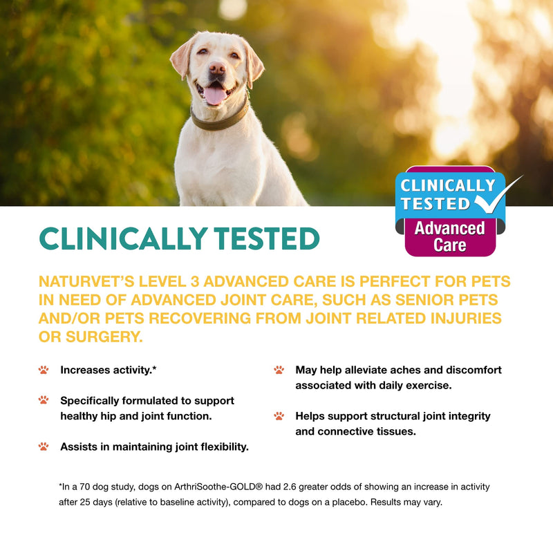 NaturVet Glucosamine for Dogs – Dog Supplement with Glucosamine, MSM, Chondroitin & Hyaluronic Acid – Soft Chews & Chewable Tablets ArthriSoothe-Gold Level 3 180 Soft Chews - BeesActive Australia