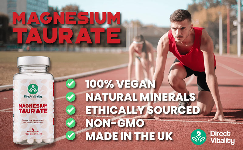 Magnesium Taurate | 700mg per Capsule | UK Made | 2 Months Supply | Vegan | No Nasty fillers | GMP Certified - BeesActive Australia