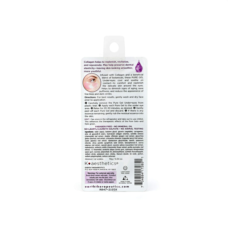 Earth Therapeutics Pure Gel Under•Eye - Collagen - 1 pair - BeesActive Australia