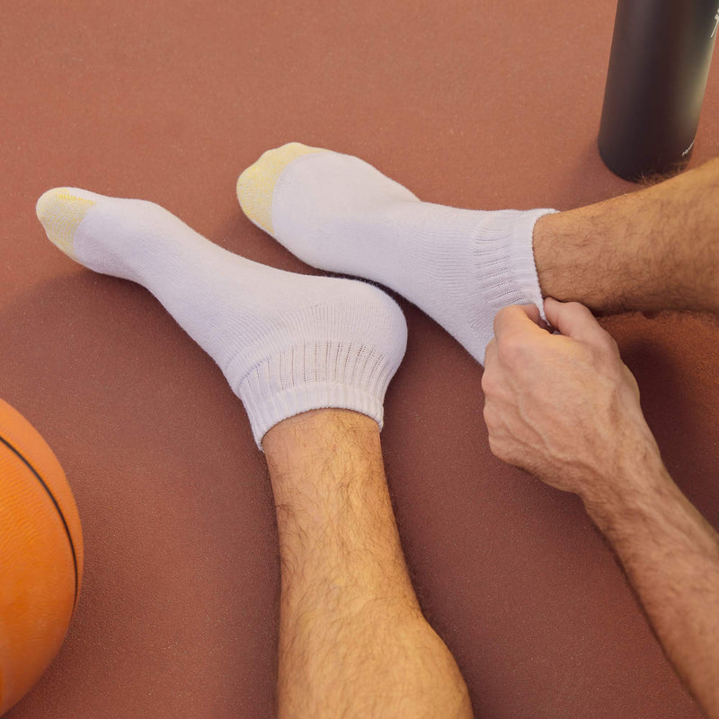 Gold Toe Men's 656p Cotton Quarter Athletic Socks, Multipairs Large White (6-pairs) - BeesActive Australia