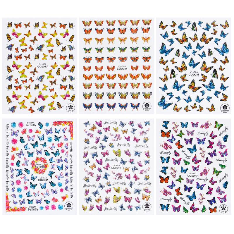 TOROKOM 12 Sheets Butterfly Nail Art Stickers Decals, 3D Self-Adhesive Laser Nail Decals Butterfly Designs Nails Supplies Butterfly Stickers for DIY Colorful Butterflies Nail Art Decoration - BeesActive Australia