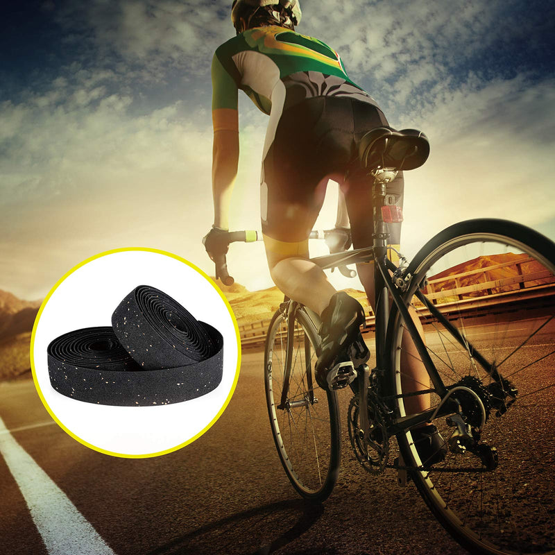 Bike Handlebar Tapes, Cork Bike Handlebar Tape, Bicycle Bar Tape, Cycling Handle Wraps, Road Bike Handlebar Tape (Black/Wood Color) - BeesActive Australia