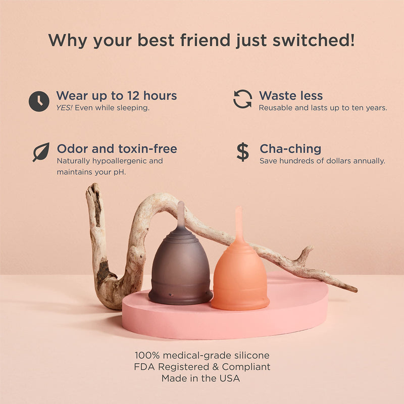 Saalt Soft Menstrual Cup - Super Soft and Flexible - Best Sensitive Cup - Wear for 12 Hours - Tampon and Pad Alternative (Regular Grey, Small Desert Blush) Regular Grey, Small Desert Blush 2 Count (Pack of 1) - BeesActive Australia