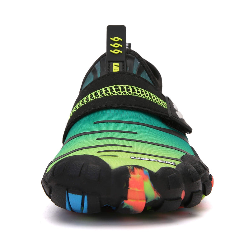 KUBUA Boys Girls Water Shoes Aqua Socks for Kids Quick-Dry Swim Walking Surf Diving Barefoot Pool Beach 1 Big Kid Green Yellow - BeesActive Australia