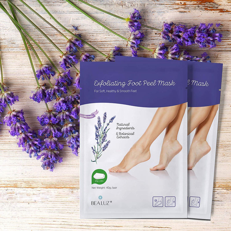 2 Pairs Foot Peel Mask Exfoliant for Soft Feet in 1-2 Weeks, Exfoliating Booties for Peeling Off Calluses & Dead Skin, For Men & Women Lavender by BEALUZ - BeesActive Australia