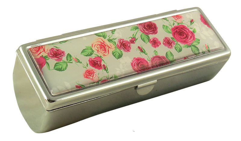 Houder Designer Lipstick Case with Mirror for Purse - Decorative Lipstick Holder with Gift Box - Velvet Lined - Protect Your Lipsticks in Style (Red Roses) Red Roses - BeesActive Australia