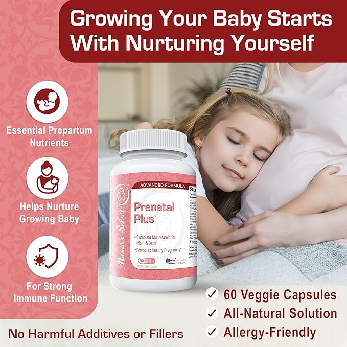 Mother's Select Prenatal Plus - Prenatal Vitamins and Minerals - 90 Capsules for 3 Months - Iron, Folic Acid, Calcium - Vegetarian Version - BeesActive Australia