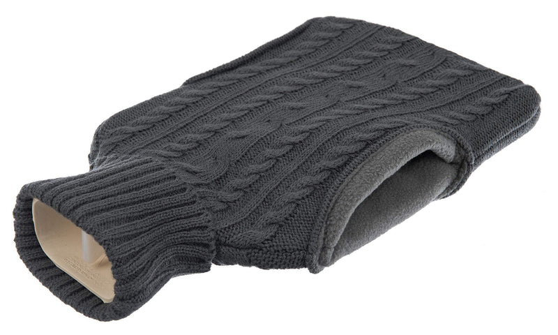 FiNeWaY 2L Hot Water Bottle Body Warmer with Pocket � for Back Neck Shoulder Leg Arthritis Pain Relief Aches Cramp (Knitted Grey) Knitted Grey - BeesActive Australia