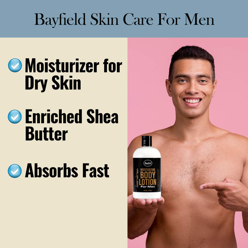 Body Lotion for Men - Moisturizer for Dry Skin by Bayfield - Enriched Shea Butter & Cocoa Butter Formula is Non-Greasy and Absorbs Fast-Made in the USA-16 oz. bottle - BeesActive Australia