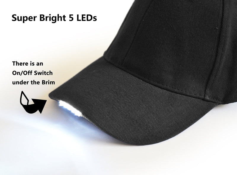 UltraKey Hands Free LED Baseball Cap Hat for Outdoor Jogging Hip Hop Party Holiday Black - BeesActive Australia