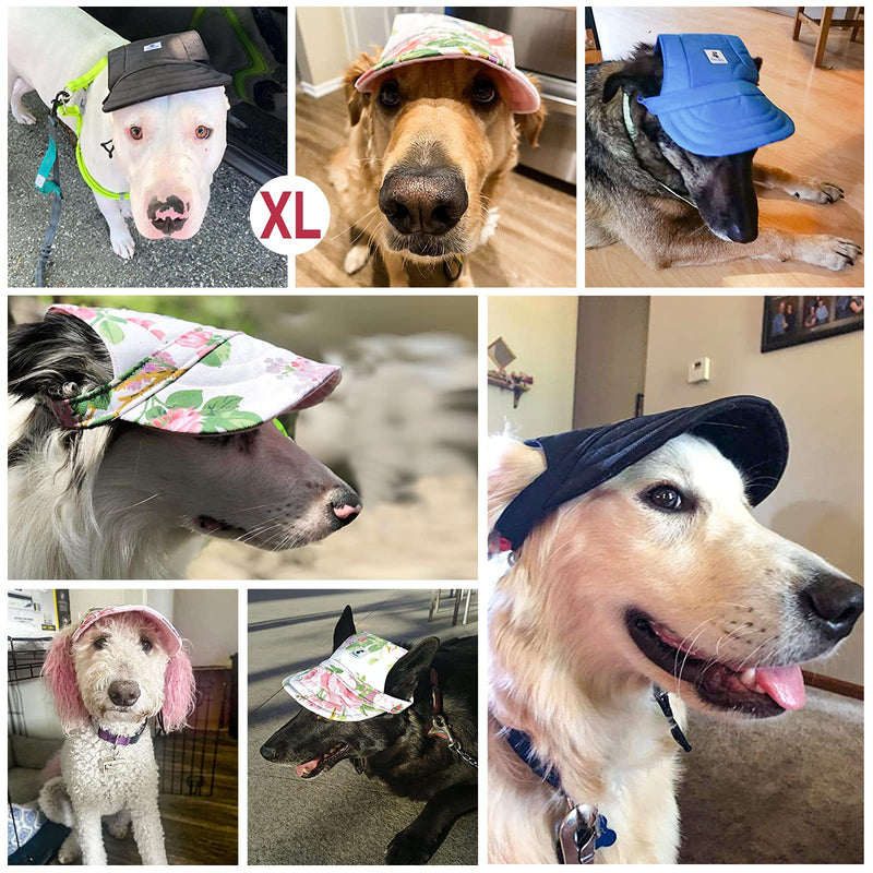 Pawaboo Dog Baseball Cap, Adjustable Dog Outdoor Sport Sun Protection Baseball Hat Cap Visor Sunbonnet Outfit with Ear Holes for Puppy Small Dogs Large (Pack of 1) Blue - BeesActive Australia