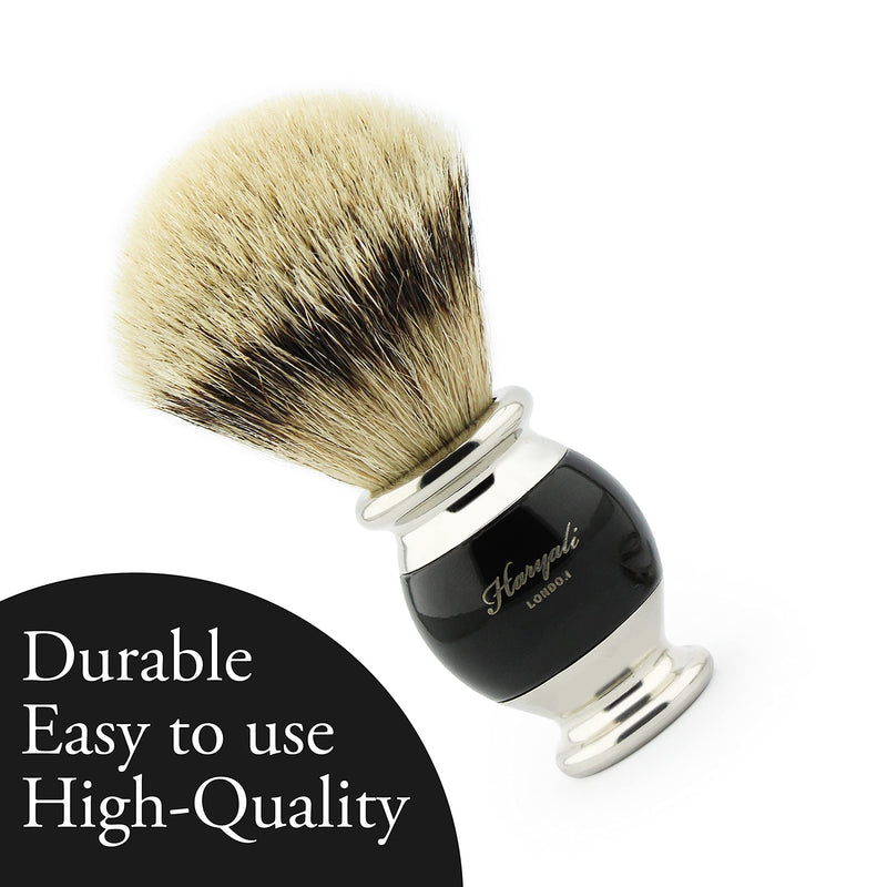 Haryali London Modern Black Silver Tip Badger Hair Shaving Brush Top Quality+ Free Brush Holder 1 Count (Pack of 1) - BeesActive Australia