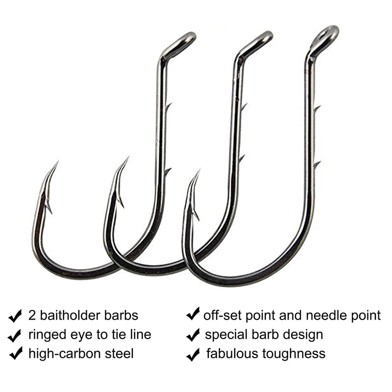 [AUSTRALIA] - Shaddock Fishing ® 30-100 PCS Sharp Octopus Baitholder Hooks Fishing Jig Hooks High Carbon Steel Circle Hooks Extra Sharp Black Barb Fishhooks - Size: 8#-6/0# 2/0#(100 per pack) 