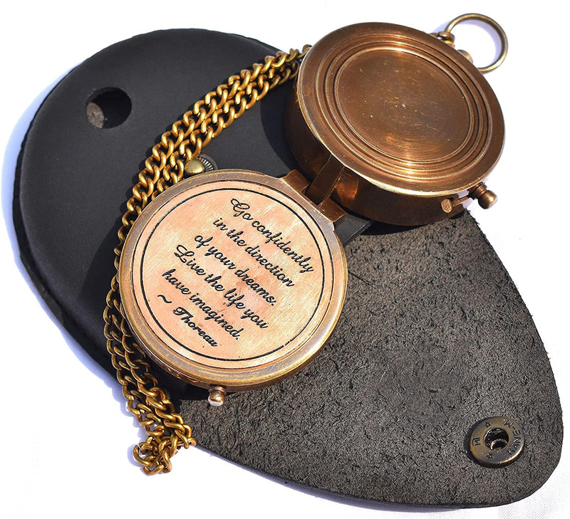 Hiking Backpacking Compass with Case /Thoreau's Go Confidently Quote Engraved with Gift Compass ,Camping Compass, Boy Scout Compass Kids-Professional Field Compass for Map Reading- Best Survival Gifts - BeesActive Australia