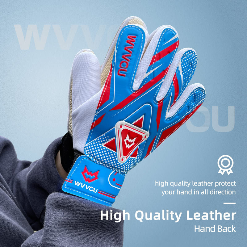 WVVOU Goalkeeper Gloves for Kids Youth, Soccer Goalie Gloves with Double Protection, Anti-Slip Soccer Gloves, Super Grip 5 Blue - BeesActive Australia