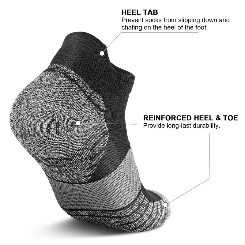 PAPLUS Compression Running Socks Women (6 Pairs), Ankle Athletic Socks Low Cut with Arch Support Black(6 Pairs) Small-Medium - BeesActive Australia