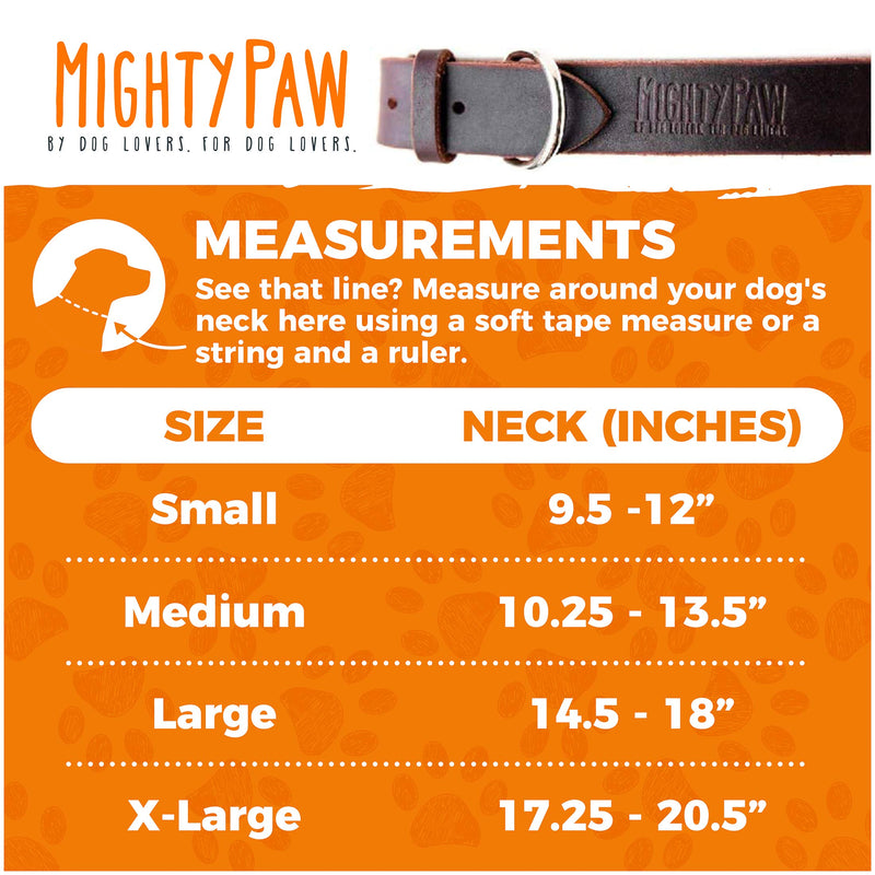 Mighty Paw Leather Dog Collar, Super Soft Distressed Leather- Premium Quality, Modern Stylish Look Medium: 10.25 - 13.5 inches Brown - BeesActive Australia