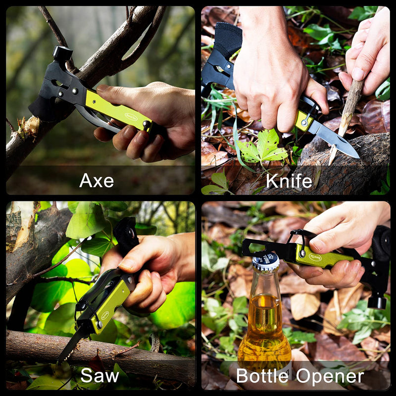 Gifts for Men Dad Husband Gifts for Him Mens Gifts RoverTac Camping Multitool Hatchet Survival Gear 14 in 1 Stainless Steel Axe Hammer Knife Saw Screwdrivers Pliers Bottle Opener Durable Sheath - BeesActive Australia