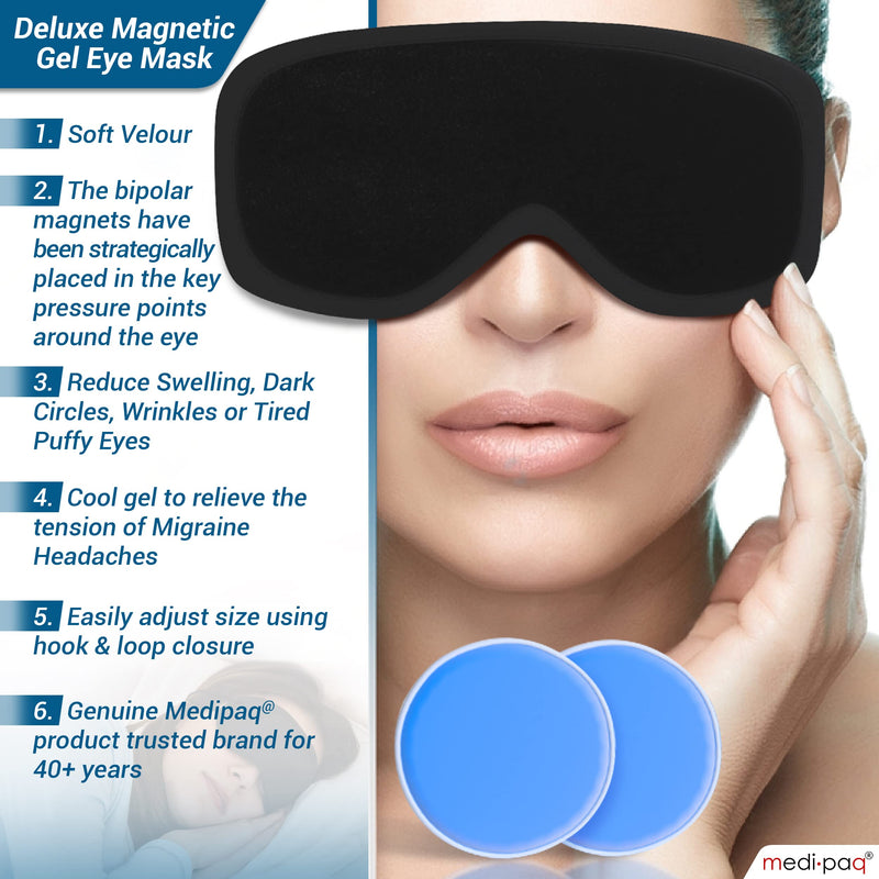 Medipaq� Deluxe Magnetic Gel Eye Mask - HOT or Cold - Reduce Swelling, Dark Circles, Wrinkles, Migraines Relief, Hayfever Relief, Sleep Mask, Headache Relief or Tired Puffy Eyes - Cooling Eye Mask - BeesActive Australia
