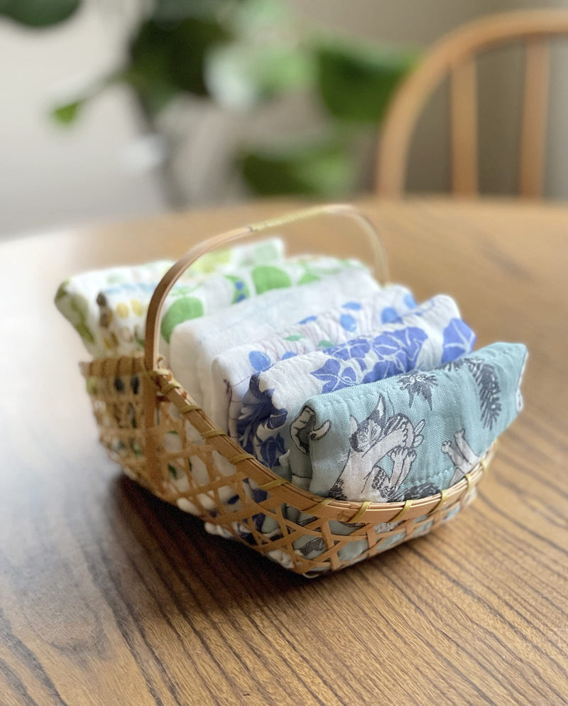 Shirayuki Japanese Kitchen Cloth KYO-YUZEN. Made Layered Fine Mesh Cloth. Dish Wipe, Table Wipe, Hand Wipe. Made in Japan (Blue, Meow Meow) Blue - BeesActive Australia