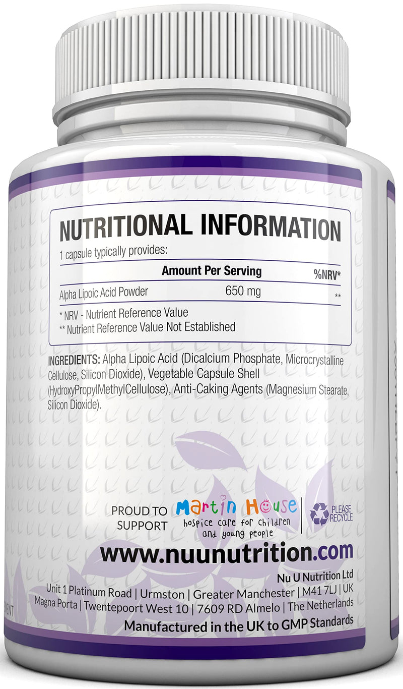 Alpha Lipoic Acid 650mg � 150 High Strength Vegan and Vegetarian ALA Capsules � 5 Month Supply � UK Manufactured to GMP Standards - BeesActive Australia