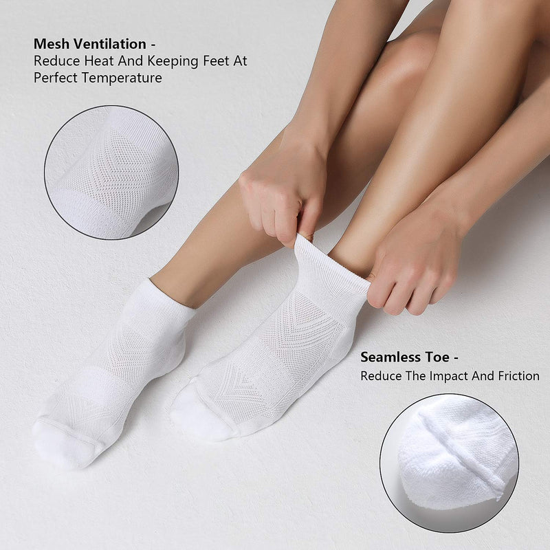 CelerSport 6 Pack Men's Ankle Socks with Cushion, Sport Athletic Running Socks White 9-12 - BeesActive Australia