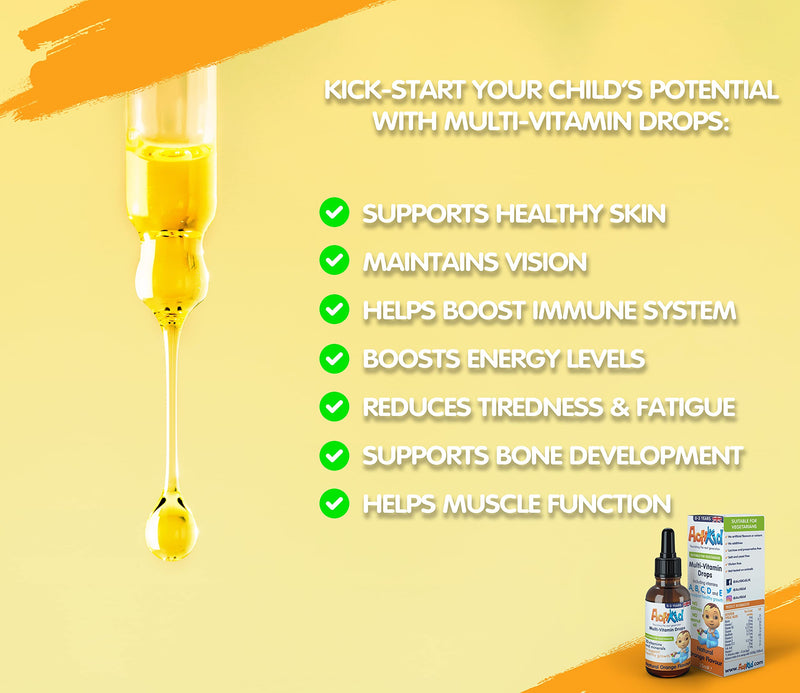 ActiKid Multi-Vitamin Drops 25ml, Gelatine Free (Vitamin Drops for Babies, Infants and Children), Immunity Boost - BeesActive Australia