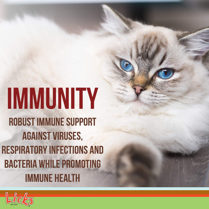 Licks Pill-Free Cat Immunity - Immune Support Cat Supplies - Respiratory Supplements for Cats - Cat Health Supplies - Gel Packets - 30 Use - BeesActive Australia