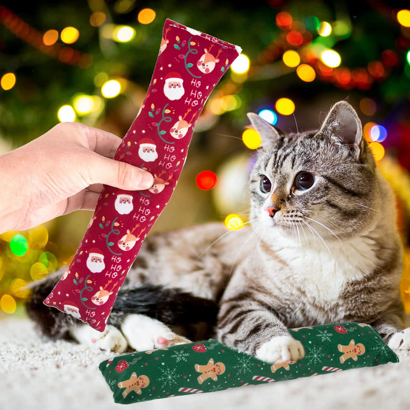 KOOLTAIL Christmas Catnip Toys for Indoor Cats - 3 Pack Kitten Plush Kicker Toys - Cat Chew Toy Filled with Natural Catnip, Kitty Kick Pillow Toy with Cute Printing - BeesActive Australia