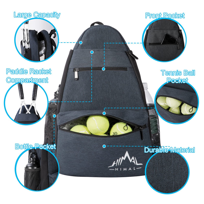 Himal Outdoors Tennis Backpack Tennis Bag - Large Storage Holds 2 Rackets and Necessities With Tennis,Pickleball,Racketball,Suitble for Women,Men and Teenagers Blue Grey - BeesActive Australia