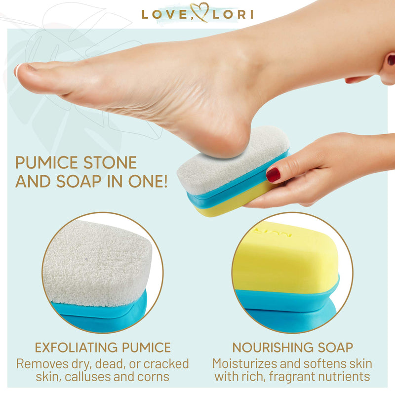 Foot Scrubber Pumice Stone for Feet by Love Lori - 2 in 1 Moisturizing Soap and Callus Remover - Lemongrass Cracked Heel Treatment Foot Exfoliator Yellow - BeesActive Australia