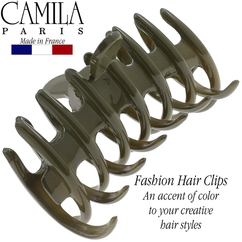Camila Paris CP3487 French Medium Hair Clips for Women Thick Hair for Long Curly Wavy Hair, Girls Hair Claw Clip, Durable Styling Big Claw Clip for Thick Hair, Strong Hold No Slip Grip, Made in France 1 Count (Pack of 1) Green 3.5" - BeesActive Australia