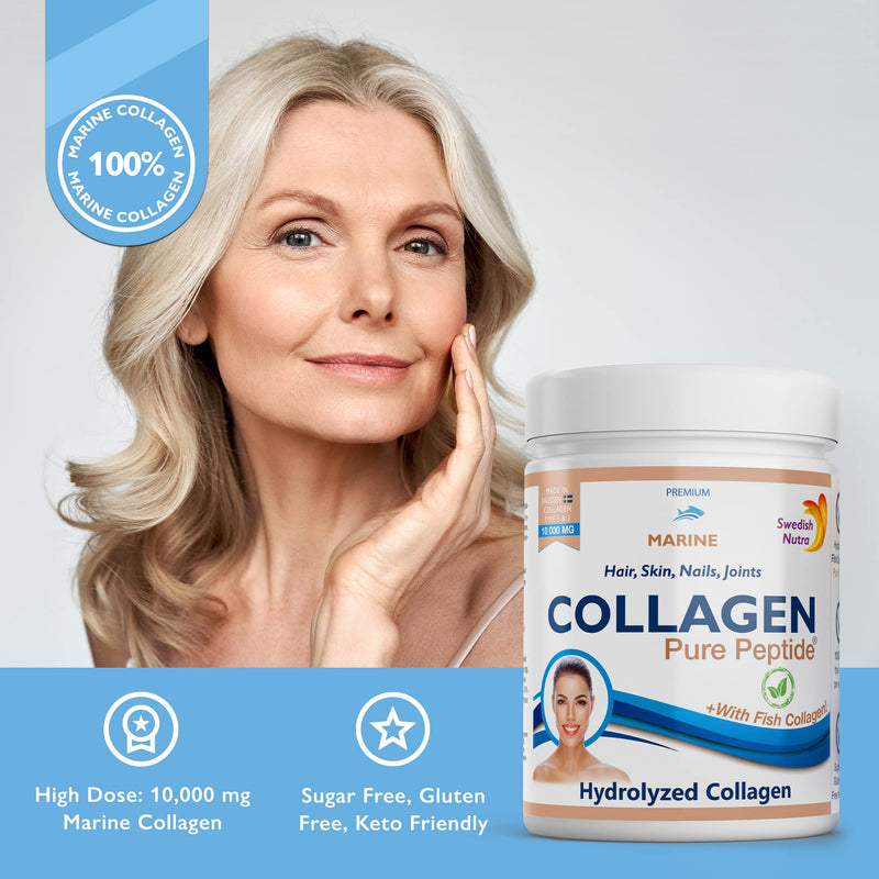 Swedish Nutra Powder Marine Collagen - Pack of 300g, 30 Day Supply | Minimize Fine Lines, Wrinkles & Improve Skin Elasticity | High Absorption Rate - BeesActive Australia