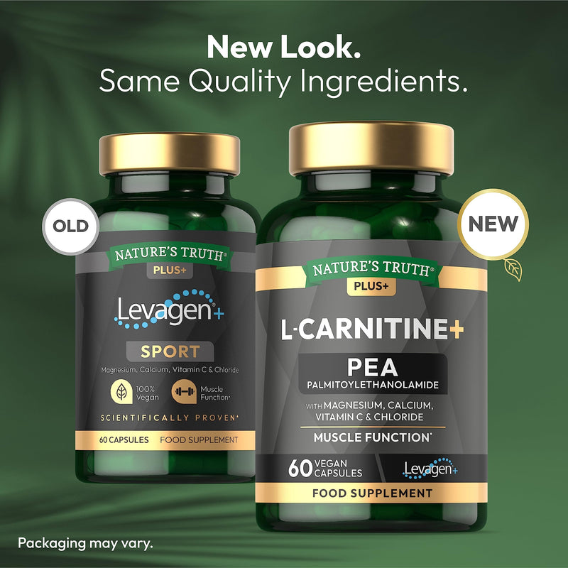 L-Carnitine Capsules | Complex with Magnesium, Calcium, Vitamin C & Chloride | Muscle Function Support | 60 Vegan Capsules | by Nature's Truth - BeesActive Australia