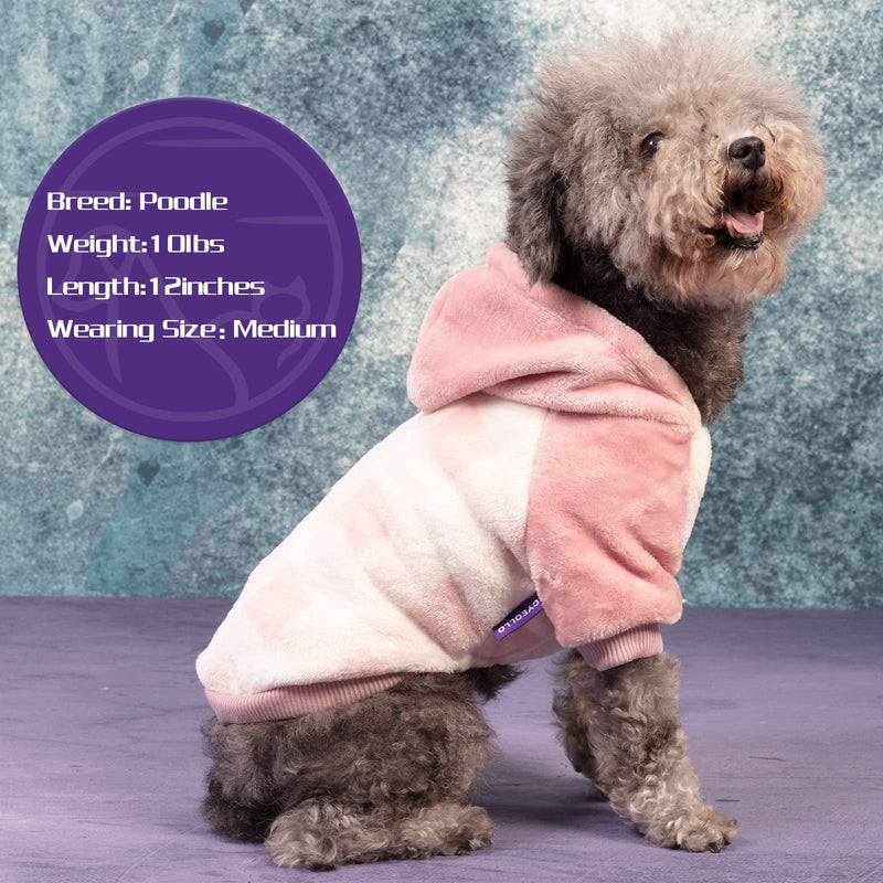 cyeollo Dog Coat Buffalo Plaid Dog Winter Coat Flannel Dog Sweatshirt Cold Weather Coats New Year Dog Clothes for Small Medium Dogs With Hat (Pink） - BeesActive Australia