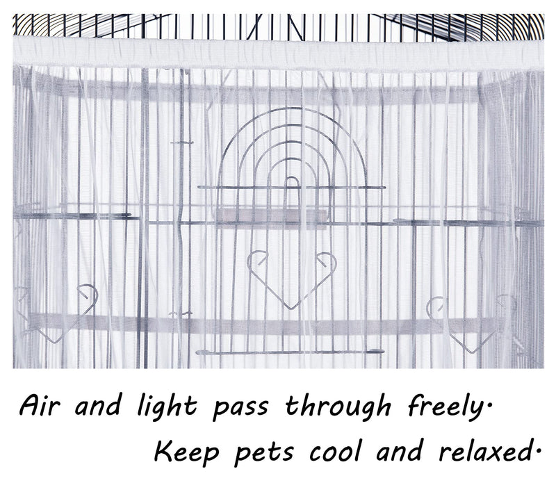 Tamu style Bird Cage Seed Catcher, Large, Stretchy Form Fitting Mesh Skirt Cover for Parrot Enclosures, Light and Breathable Fabric, Prevent Scatter and Mess, Reusable White - BeesActive Australia