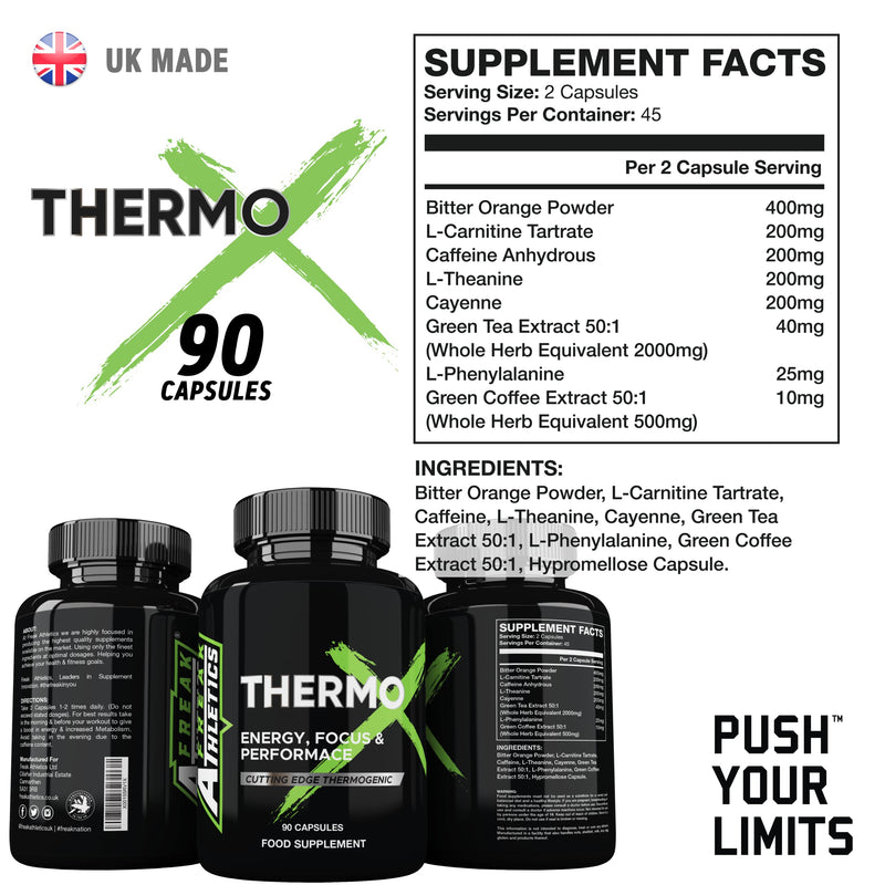 Thermo X by Freak Athletics - 90 Capsules Suitable for Men & Women - UK Made - BeesActive Australia