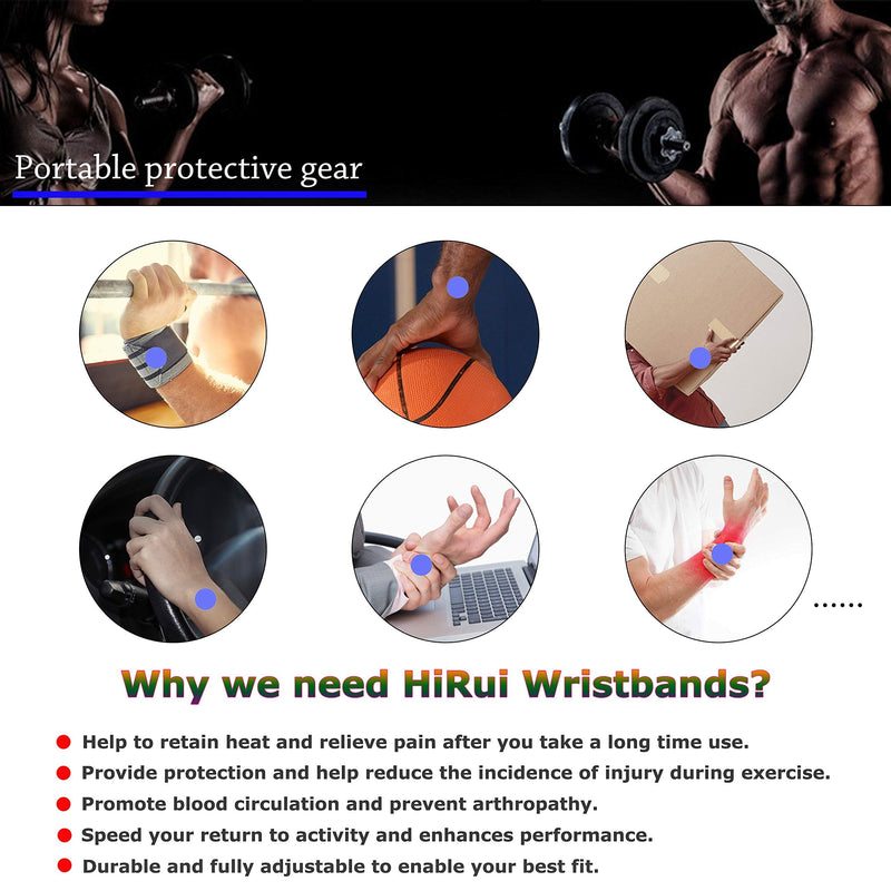 HiRui 2 Pack Wrist Compression Strap and Wrist Brace Sport Wrist Support for Fitness, Weightlifting, Tendonitis, Carpal Tunnel Arthritis, Pain Relief-Wear Anywhere-Adjustable (Black) Black - BeesActive Australia