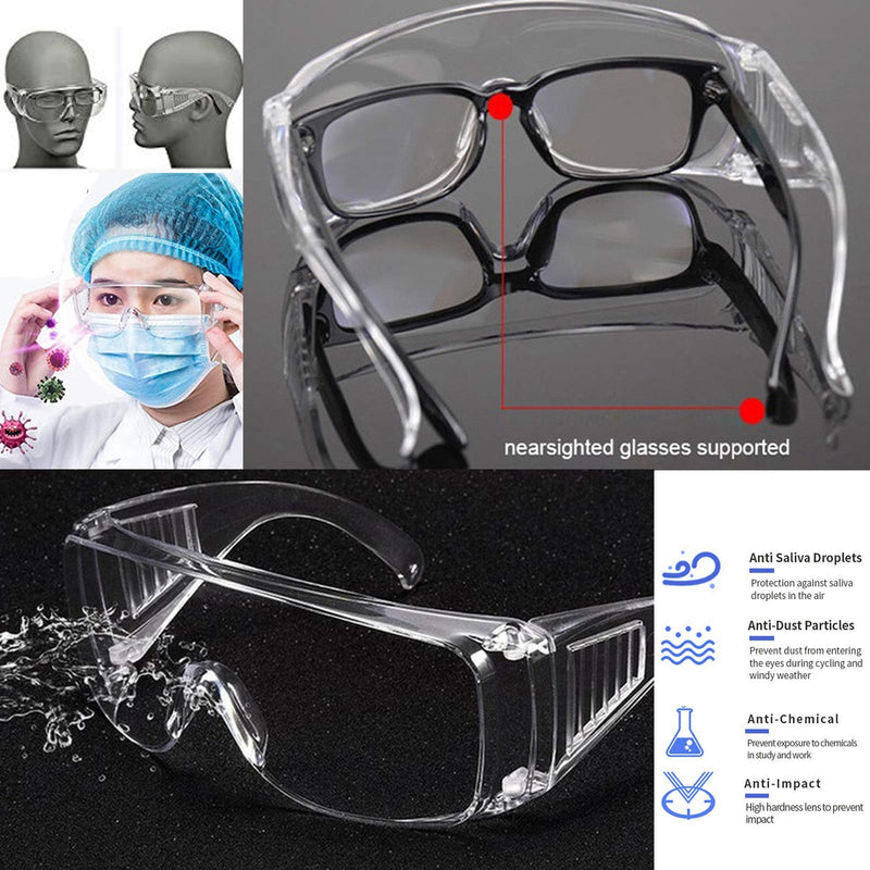 2PCS Anti-fog Safety Glasses Goggle Eye Protective Clear Anti-Scratch Glasses White-2 - BeesActive Australia