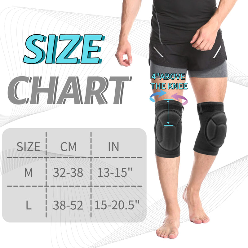 ONTYZZ Knee Pads with Non-Slip Bandage Thickening Anti-Collision EVA Sports Knee Pads for Volleyball Basketball Football Dancing Working Gardening Cleaning Breathable Knee Pads for Men Women Black/L Bandage/black L: Leg circumference=38 - 54 cm - BeesActive Australia